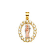 14K Tricolor Gold CZ Santa Muerte Pendant