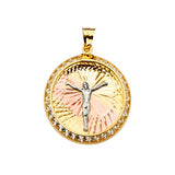 14K Yellow Gold 3Color Jesus Medal Pendant