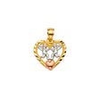 14K Tricolor Gold Heart W/Angeles Pendant