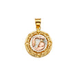 14K Yellow Gold CZ 2Tone Baptism Medal Pendant