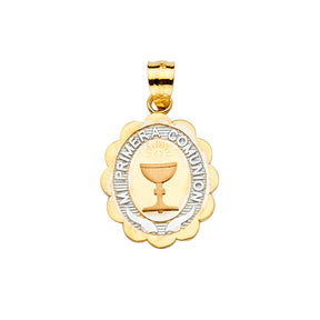 14K Tricolor Gold Primera Communion Pendant