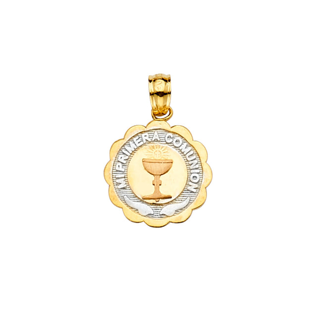 14K Tricolor Gold Primera Communion Pendant