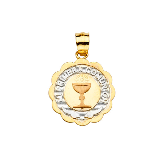 14K Tricolor Gold Primera Communion Pendant