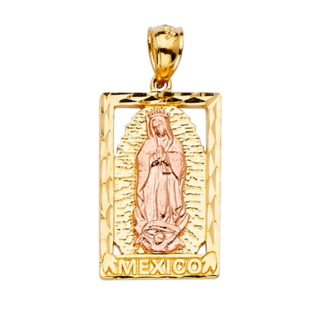 14K Two-Tone Gold Rectangular Guadalupe Pendant
