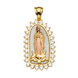 14K Yellow Gold CZ 3Color Guadalupe Pendant
