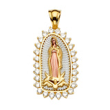 14K Yellow Gold CZ 3Color Guadalupe Pendant