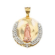 14K Yellow Gold 3Color Guadalupe Medal Pendant