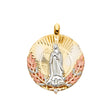 14K Yellow Gold 3Color Guadalupe Medal Pendant