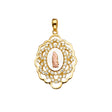 14K Tricolor Gold CZ Guadalupe Medal Pendant