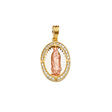 14K Tricolor Gold CZ Guadalupe Medal Pendant