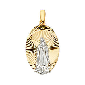 14K Yellow Gold 2Tone Guadalupe Medal Pendant