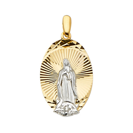 14K Yellow Gold 2Tone Guadalupe Medal Pendant