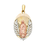 14K Yellow Gold 3Color Guadalupe Medal Pendant