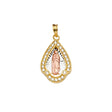 14K Tricolor Gold CZ Guadalupe Medal Pendant