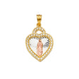 14K Tricolor Gold CZ Guadalupe Medal Pendant