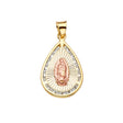 14K Yellow Gold CZ 3Color Guadalupe Medal Pendant