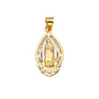 14K Yellow Gold CZ 3Color Guadalupe Medal Pendant