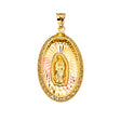 14K Yellow Gold CZ 3Color Guadalupe Medal Pendant