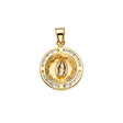 14K Yellow Gold CZ 3Color Guadalupe Medal Pendant
