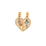 14K Tricolor Gold Guadalupe Cross Pendant