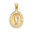 14K Yellow Gold CZ 3Color San Judas Medal Pendant