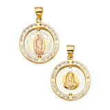 14K Yellow Gold 3Color Spinning Medal Pendant