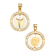 14K Yellow Gold 3Color Spinning Medal Pendant