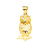 14K Yellow Gold Openwork Owl Pendant