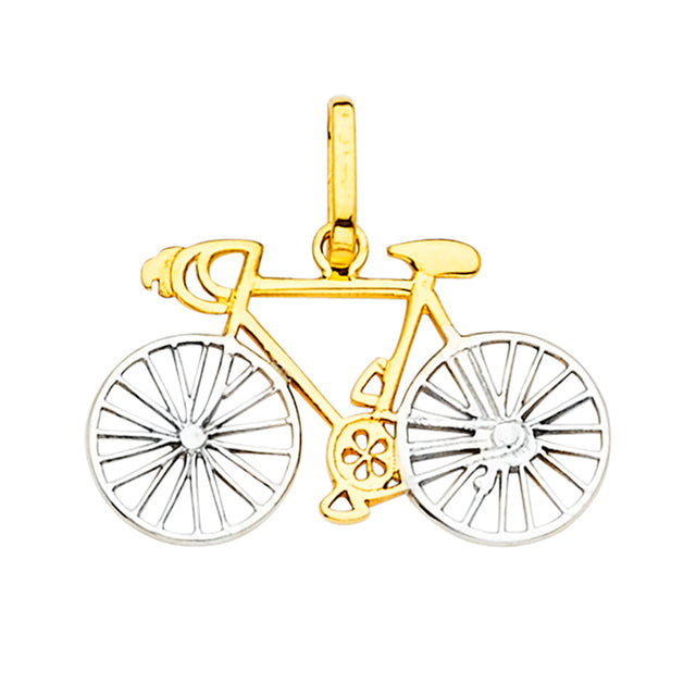 14K Two-Tone Gold Bicycle Pendant