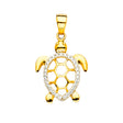 14K Two-Tone Gold Turtle Pendant