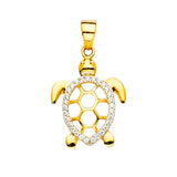 14K Two-Tone Gold Turtle Pendant