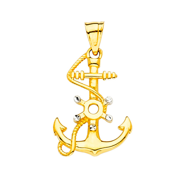 14K Yellow Gold Anchor Pendant