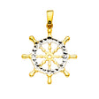 14K Two-Tone Gold Ship Wheel Pendant