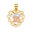 14K Tricolor Gold 15 Years Pendant