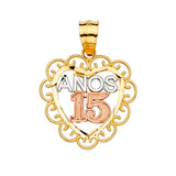 14K Tricolor Gold 15 Years Pendant