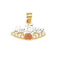 14K Tricolor Gold CZ 15 Years Pendant