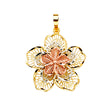 14K Tricolor Gold Filigree Plumeria Flower Pendant