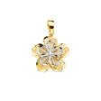 14K Two-Tone Gold Filigree Plumeria Flower Pendant