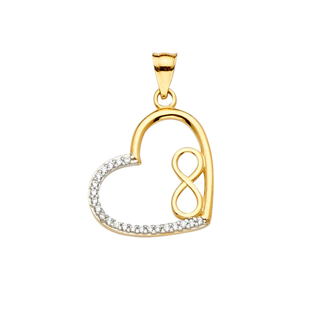 14K Yellow Gold Heart with Infinity Accent Pendant