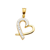 14K Two-Tone Gold Half-Pavé Sideways Heart Pendant
