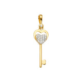 14K Yellow Gold Heart Key Pendant