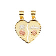 14K Tricolor Gold Medium Te Amo Break-Apart Heart Pendant