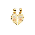 14K Tricolor Gold Small Te Amo Break-Apart Heart Pendant