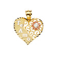 14K Tricolor Gold Te Amo Flower Heart Pendant