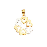 14K Tricolor Gold Six Hearts Pendant