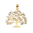 14K Two-Tone Gold Openwork Branch Family Tree Pendant