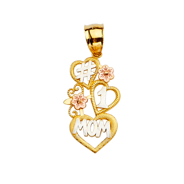 14K Tricolor Gold #1 Mom Pendant