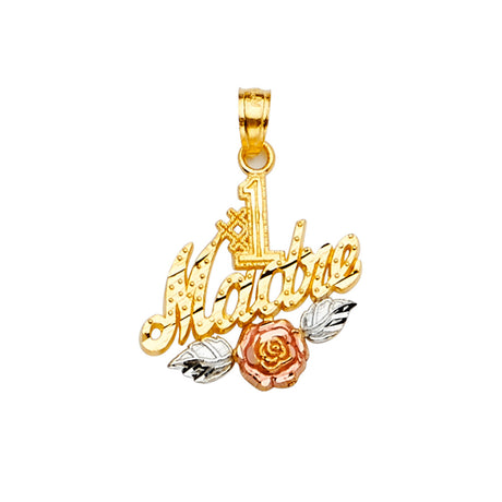 14K Tricolor Gold Madre Rose Pendant