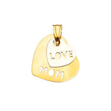 14K Two-Tone Gold Love Mom Two Hearts Pendant