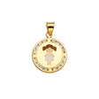 14K Yellow Gold Enamel Girl Medallion Pendant